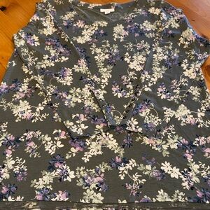 J. Jill Floral Long Sleeve Top - Green and Purple